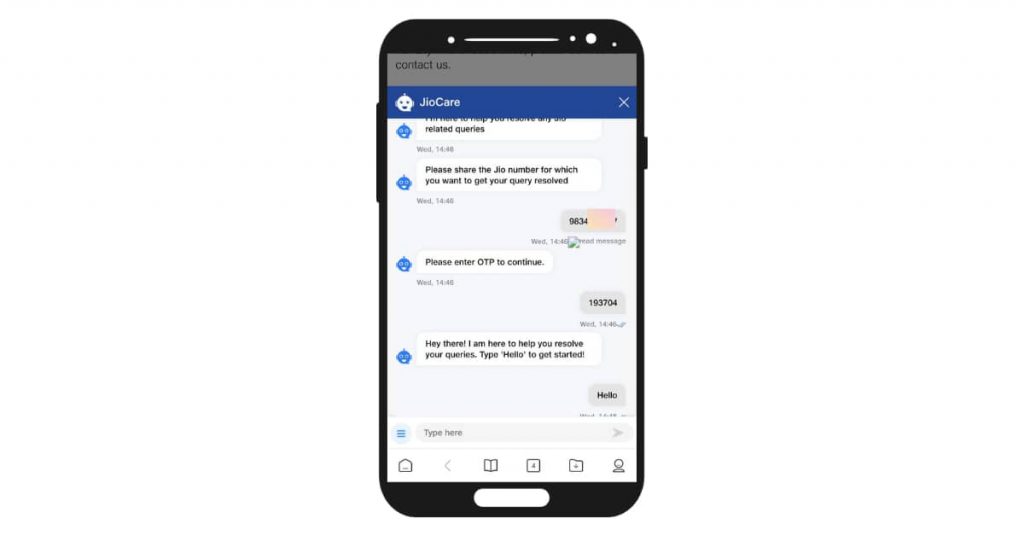 live chat with jio care