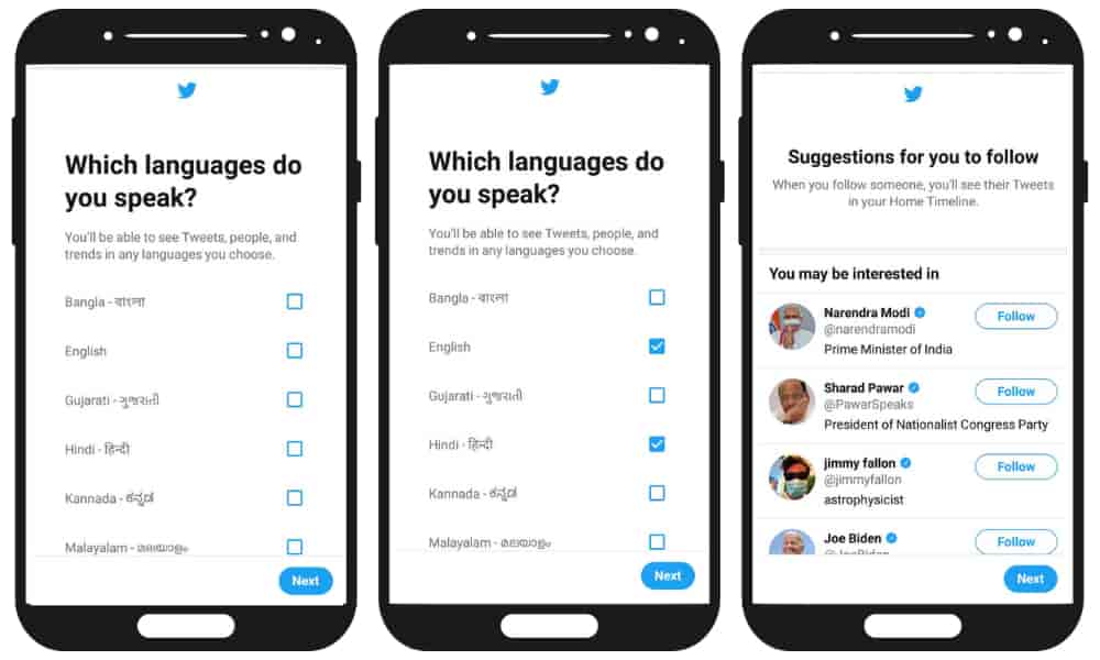select languages in twitter