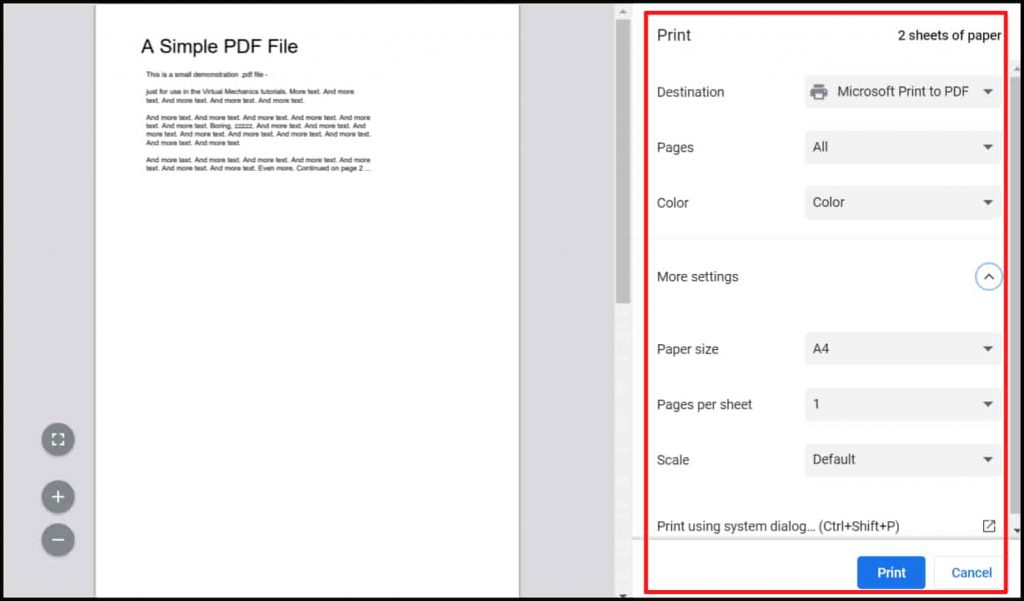 Print Interface PDF