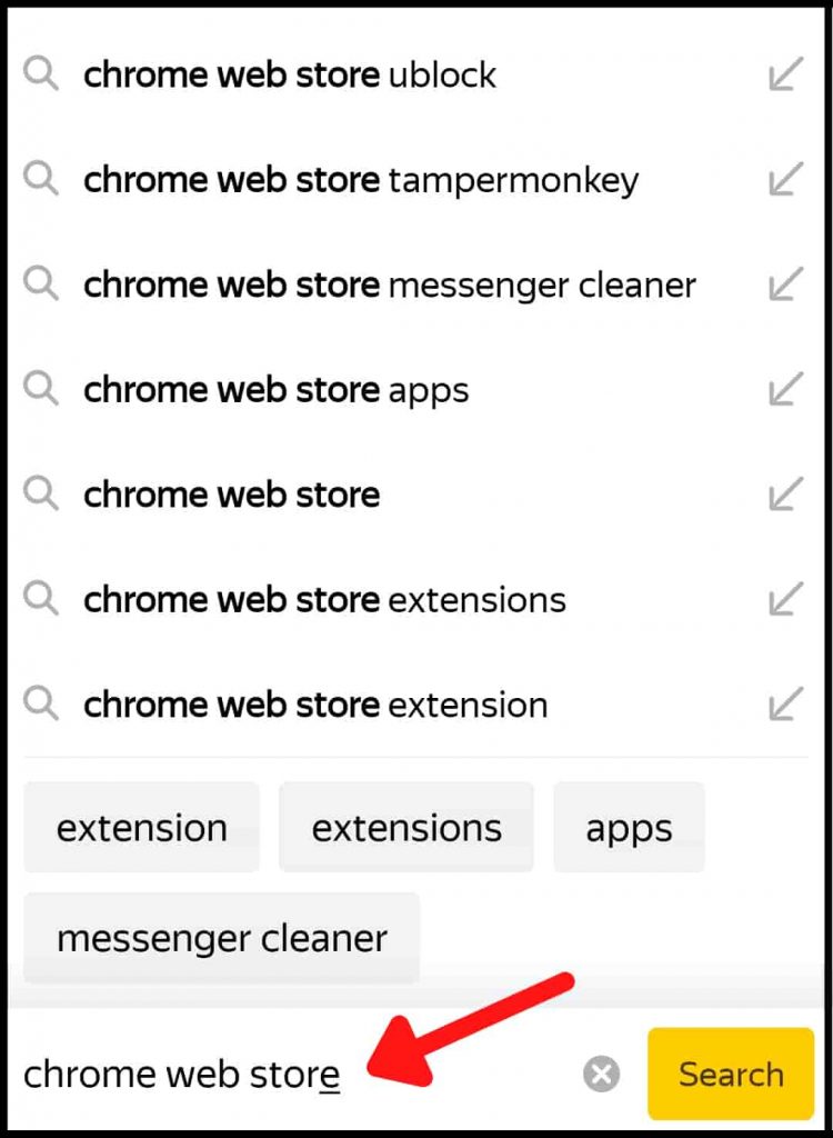 Search chrome web store